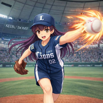 豪速球を投げる野球少女2
