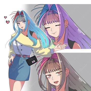 90年代風ギャル立ち絵素材【商用利用OK/BOOTH販売】