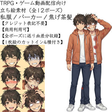 【フリー素材】立ち絵＆カットイン素材「イチ(私服)」【TRPG】