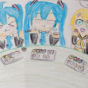 ミクちゃんとごちそう🍣🍛