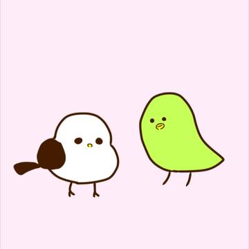 シマエナガと緑のとり