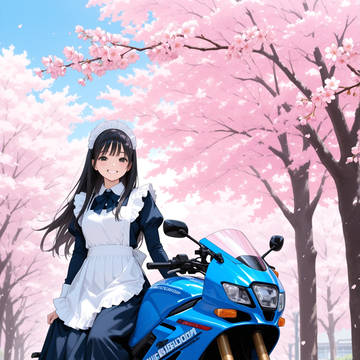 バイク乗りのメイドさん01