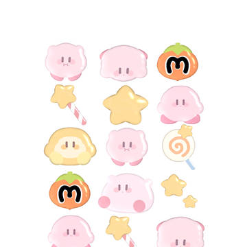 ボンボンドロップシール風カービィ(ワドルディも⭐️)