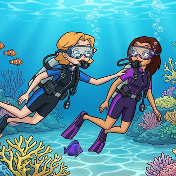 Hilda and Zelda Scuba Diving