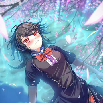 水面からのお花見ぬえちゃん