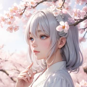 桜と美少女