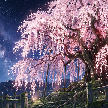 夜の滝桜ライトアップ