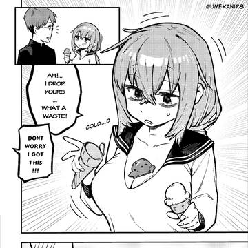 Komaro and Icecream but BW  陸奥こま