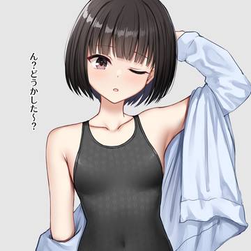 競泳水着×ホットパンツ