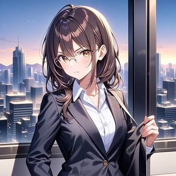 AIが描いた2次元美女(少し怖い茶髪貧乳メガネOL美女編)