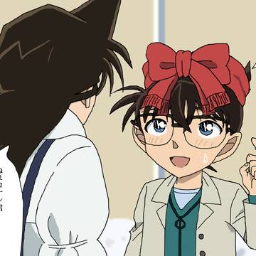 コナンくんの頭にマフラーを巻いた蘭姉ちゃん