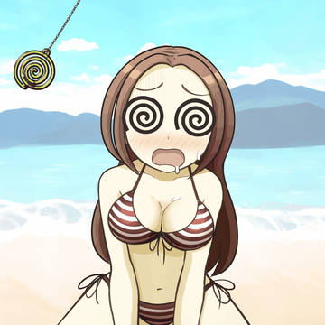 催眠振子で目を回される女の子(gif)