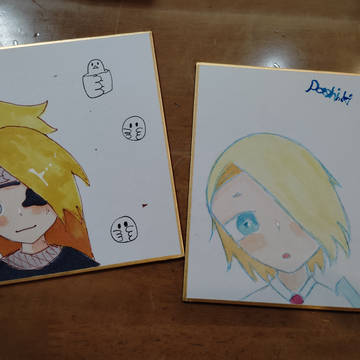 色紙に描いてみました