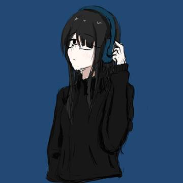 少女 眼镜 耳机