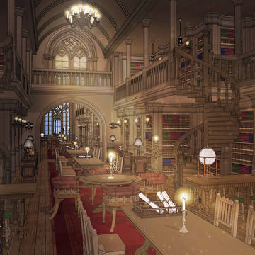 北部大公の大図書館|ゴシック城 内部 3D背景(SketchUp