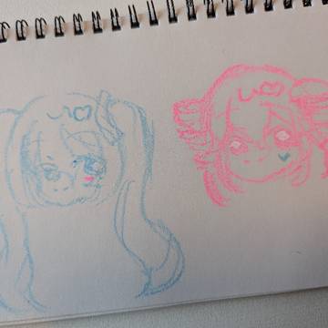 ミクちゃんテトちゃん一発描き！