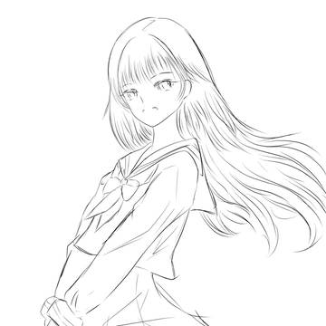 線画女の子セーラー服