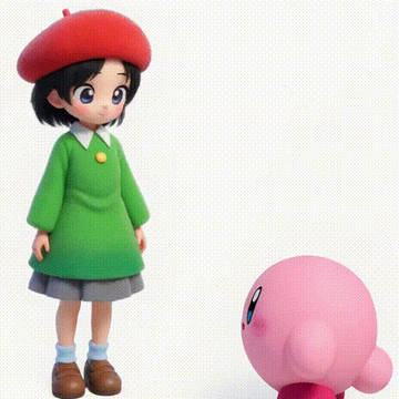 アドレーヌがカービィを吸い込む