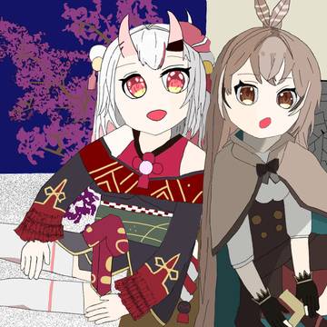 夜桜と廃墟