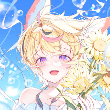 ひまわりとフェネック少女