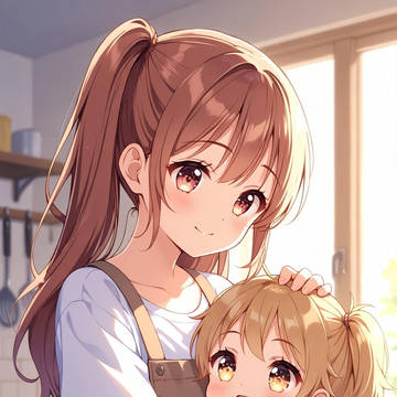 お母さんと娘ちゃんのほのぼの子育て風景