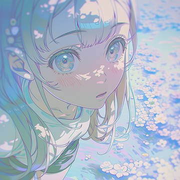 水面に翻弄されるやさしい夢を見る少女