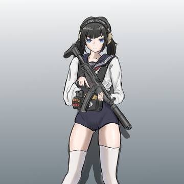 少女，泳装，与冲锋枪