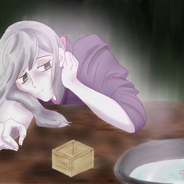 水盤の花筏を愛でる