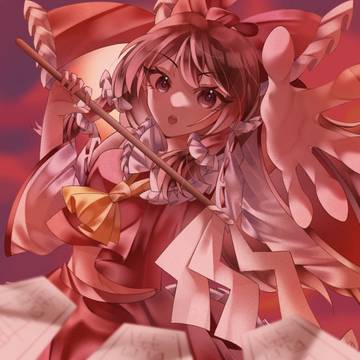 夕焼けに染まる紅の巫女