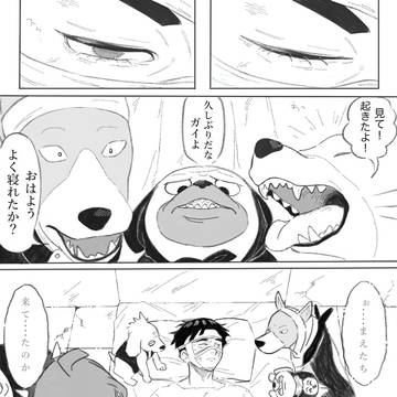 入院中のガイ先生と八忍犬のみんなたちのおはなし