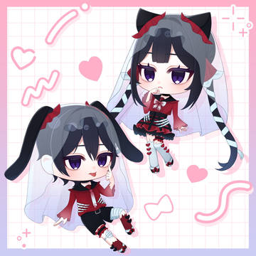 双子をちびキャラで描いてみた🩵🩷