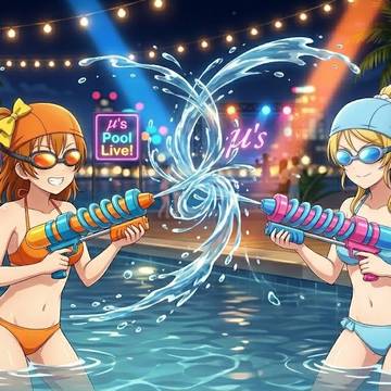 穂乃果とエリーチカが水鉄砲で撃ち合いしてみた