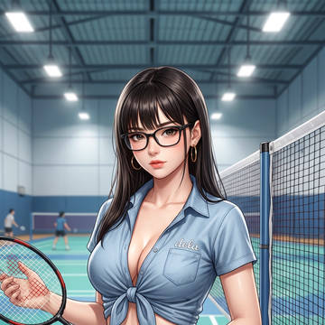 Playing badminton at stadium
