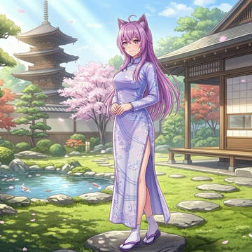 お寺散策中のチャイナ姿のシス