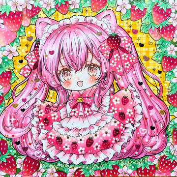甘酸っぱいときめき♡苺とネコの女の子ฅ^•ﻌ•^ฅ♡