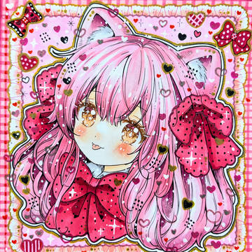 ハートいっぱい♡ネコの女の子ฅ^•ﻌ•^ฅ♡