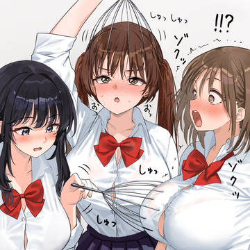 ヘッドマッサージグッズを胸に使って未体験の感覚を味わう女の子