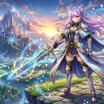 MMORPGの魔法剣士のコスプレをするシス