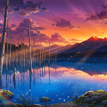 青い池の夕景