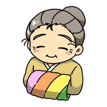 マフをつけたおばあちゃん