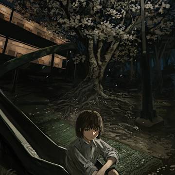 夜の間、桜とか