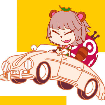 車を運転するぽんぽこさん