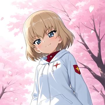 Katyusha in a zip up hoodie