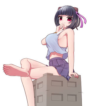 ビルの上に座る巨大魔王ちゃん