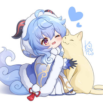 ちび甘雨ちゃんと猫