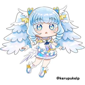 翼の女の子　架空のVtuberデザイン　ミニキャラ