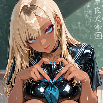 金髪黒ギャル ぴちぴち制服