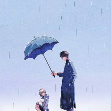 雨と少女と子犬
