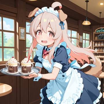 イヌ耳コスメイド喫茶でお手伝い中のまひろちゃん💕