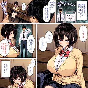 深夜の無人駅で巨乳家出JK拾った